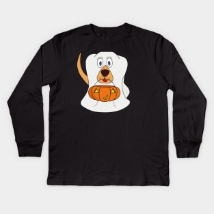 Trick or Treat Dog Ghost Halloween Costume Kids Long Sleeve T-Shirt